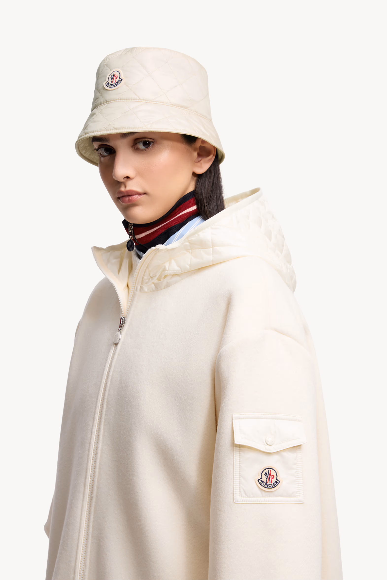 Diamond-Quilted Padded Bucket Hat Women Light Beige Moncler 2